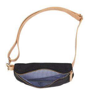 Birdling Fanny Pack - Black Canvas with Striped interior